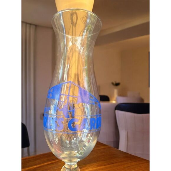 Vintage Florida Cypress Gardens Blue Logo Hurricane Cocktail Glass 1996 Retro - Picture 3 of 6